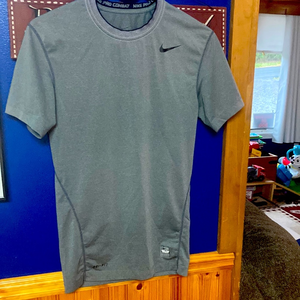 Nike Pro Combat Dri-Fit grey fitted tee shirt